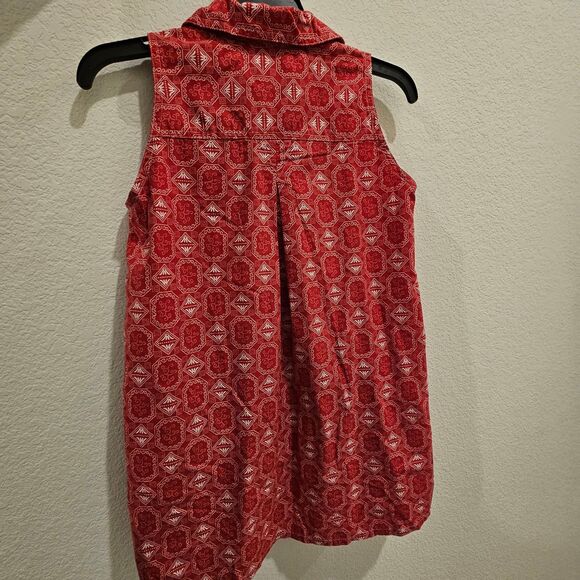 Vintage Esprit De Corp Red Bandana Western Print Sleeveless shirt 100% cotton S - Picture 2 of 7